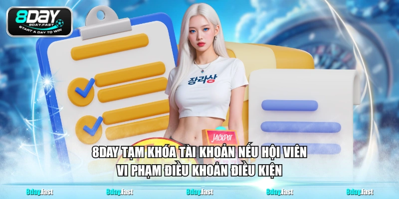 8DAY tạm khóa tài khoản nếu hội viên vi phạm điều khoản điều kiện