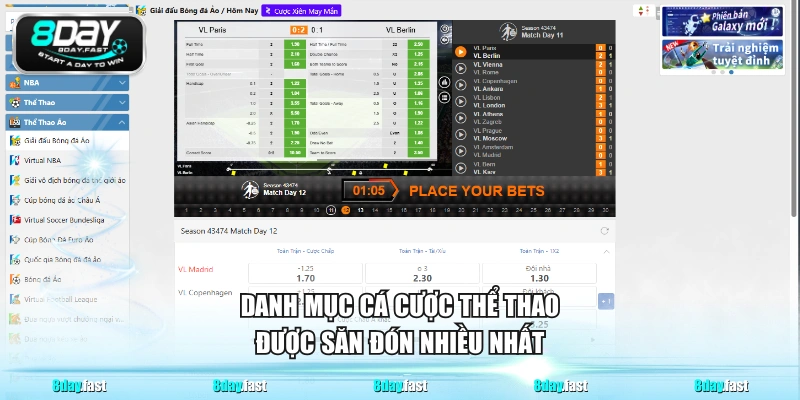 Danh mục cá cược thể thao được săn đón nhiều nhất