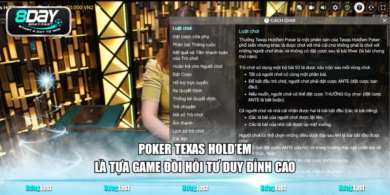 Poker Texas Hold’em là tựa game đòi hỏi tư duy đỉnh cao 