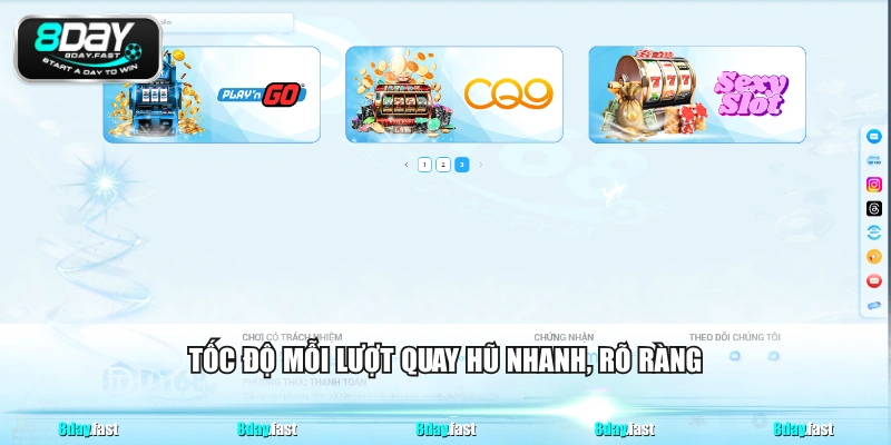 Tốc độ mỗi lượt quay hũ nhanh, rõ ràng