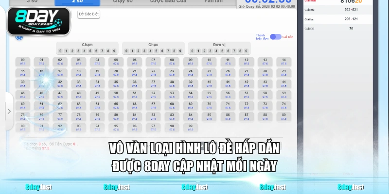 Vô vàn loại hình lô đề hấp dẫn được 8DAY cập nhật mỗi ngày